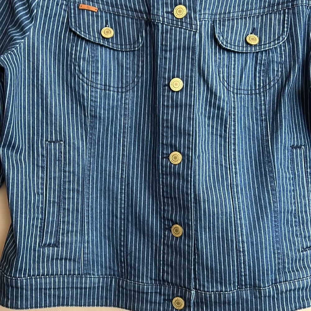 Vintage 90’s Isaac Mizrahi Tailored Denim Striped Women’s Jacket. Size 12. - Picture 2 of 8